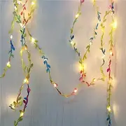 Elegant Wedding Party Reception 5M 50LED Tiny Colorful Leaves Fairy Garland Light - AA Battery Powered LED Copper Wire Flexible String Lights for Table Home Pa