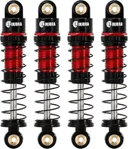 INJORA 39mm Shocks- Aluminum Threaded Shock Adjustable Absorber Oil Damper for SCX24 Gladiator C10 JLU Deadbolt B17 Axial 1/24 RC Crawler Car Upgrade Parts(Black&Red)