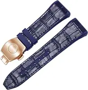 [UMCNVV] For Franck Muller V45 Series 28mm Nylon Genuine Leather Silicone Watchband Black Blue Folding Buckle Watch Strap