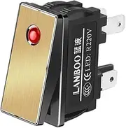GUMMMY 28.4X10.5MM Series Safe high Current Rocker Switch 16Amp high Current 2NO with LED 2 Gears 12V 24V 220V(Red(Gold Panel),220V)