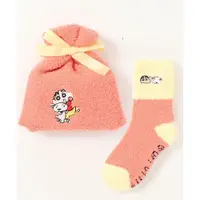 在飛比找蝦皮購物優惠-<pgs7>日本蠟筆小新毛茸茸束口袋襪子組-橘