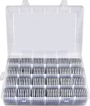 168 Pieces 46mm Coin Capsules with Foam Gasket and Plastic Storage Organizer Box, 6 Sizes (20/25/27/30/38/46mm) Coins Collector Case Holder for Coin Collection Supplies