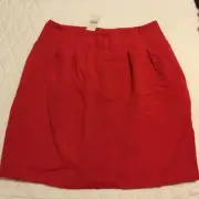 Ann Taylor Factory Mini Skirt Preppy Business Pockets Dark Pink Womens 6 NWT