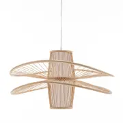 New Oriental Natural Hand-Woven Bamboo Double Wide Brim Pendant Lamp