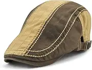 Hbssee- Adjustable Flat Cap,Summer Sunhat, Fashion Stripe Stitching Embroidery Cotton Cap for Spring,Summer,andAutumn (Color : ArmyGreen, Size : One Size)