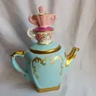 DAVID'S COOKIES Disney ALICE IN WONDER LAND Ceramic Teapot Cookie Jar RARE