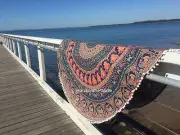 Indian Elephan Mandala Round Roundie Beach Blanket Throw Tapestry Hippy Yoga Mat