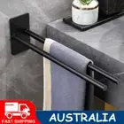 Double Towel Rail Toilet Paper Holder Robe Hook Wall Mounted Matt Black AU
