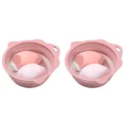 2PCS Foldable Silicone Makeup Brush Cleaner Bowls Cleaning Tool For Brushes Powder Puffs Sponges-Pink