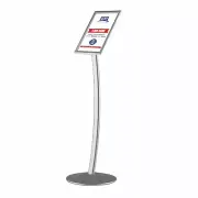 Pedestal Curved Sign Holder Restaurant Menu Board Floor Standing 8.5x11" Silver