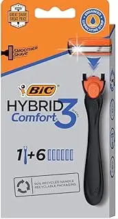 BIC Hybrid Advance 3 Disposable/System Shaver, Men, 6-Count (Pack of 3)