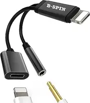 USB to 3.5mm Headphone and Charger Adapter, 2-in-1 Aux Audio Splitter Jack with PD Fast Charging [Compatible with Apple Devices]