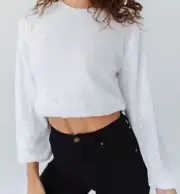 NWT Show Me Your Mumu White Clear Sparkle Sequin Crop Top Sz Small