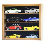 Car Display Case Walnut 8 Pcs Small Diecast 1:24 Scale Solid Wood Shelf Cabinet