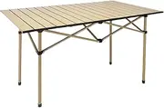 Folding Portable Camping Table Aluminum Outdoor Table Storage 50kg Capacity Roll-Up Design for Outdoor Camping, Picnics Beige