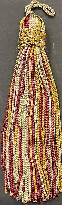 5&1/4" Burgundy Gold Dark Cream Chainette Crown Tassel Tassels Lot Of 10