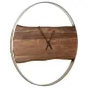 Signature Design by Ashley Panchali Wood Wall Clock in Brown & Silver