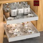 2 Pieces Sliding Cabinet Drawers 16.5” X 12” X 2.5” Pull Out Cabinet Organizer