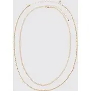 Mens Gold Multi Layer Rope Chain Necklace