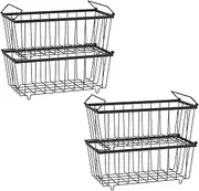 4 Pack Freezer Organizer Bins, Freezer Baskets for Chest Freezer Stackable Deep for Sorting Frozen Meats and Food, Freezer Storage Basket with Foldable Handles
