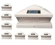 Solar Post Cap Light 8 Pcs 6x6 Solar White Color Square 5 LED Bulbs Fence Light