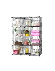 [SOGA] Portable Modular Grid Space 12-Cube Storage in Black