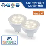 【舞光.LED】LED MR16/8W/12V外接驅動投射燈(黃光/自然光)【實體門市保固兩年】-MR168W