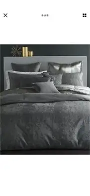 Donna Karan Moonscape King Duvet Cover+ 2 Standard Shams-Charcoal, Brand New