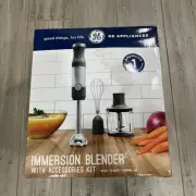 GE 500W Immersion Blender, 2-Speed, Handheld, Whisk & Jar, Stainless Steel