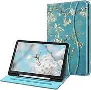 [FINTIE] Case for Samsung Galaxy Tab S6 Lite 10.4 Inch 2024/2022/2020 with S Pen Holder, Multi-Angle Viewing Soft TPU Back Cover with Pocket Auto Wake/Sleep, Blossom