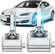 SENROBO Fit for Tesla 2012-2016 Model S Maserati 2014-2020 Quattroporte 2017-2023 Levanti D3S HID Xenon Headlight Bulbs, High Low Beam Light Bulb, 8000K White Blue, Plug and Play, Pack of 2