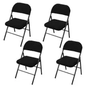 4 Pcs Folding Chair Split Seat Cover For Party Wedding Home black