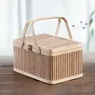 Vintage Bamboo Basket Natural Bread Storage Basket Moon Cake Box Beach