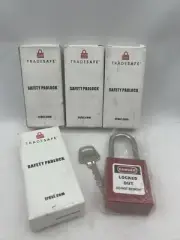 4 - TradeSafe Keyed Alike Lockout Locks w/1 Key Per Lock - Red