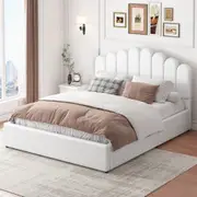 ALFORDSON Bed Frame Gas Lift Storage Base Wooden White - Double Size