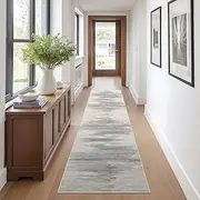 UZU 60x300cm Non-Slip Washable Runner Rug for Hallway Bedroom Modern Abstract Faux Cashmere Carpet Kitchen Rugs Indoor Long Durable Soft Floor Mat Low Pile Runners with Anti-Slip Backing - Home Decor