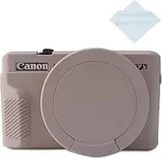 [Yisau] G7X Mark II Camera Case, G7X Removable Lens Cover Silicone Cover for Canon PowerShot G7X ii, G7X Accessories, Lightweight Rubber Soft Silicone Case - Lightgrey