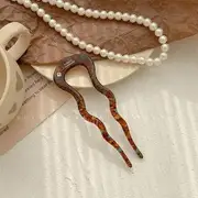 Resin Hair Pin Blue & Coffee - One Size