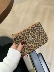 Vivienne Westwood Leopard Ultra-thin Coin Purse small wallet Card Pocket Brown