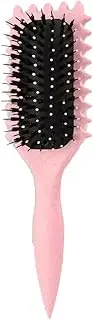 Curly Hair Brush for Men and Women - Curl Defining Styling Brush With Less Pulling, Boar Bristle Hair Brush (Pink)