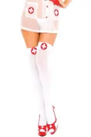 NEW sexy MUSIC LEGS naughty NURSE medic CROSS thigh HIGHS hi STOCKINGS over KNEE
