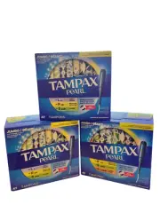 3 x Tampax Pearl Tampons Multipack With Leakguard Braid Unscented 47 Count Ea