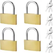 4 Pack Solid Brass Padlock with Keys Alike,30Mm Wide Lock Body Mini Padlock,O...