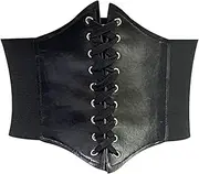 [LILIKAI] Women's Corset, Black Waist Pirate Costume Belt, Halloween Costume, Waist Belt, Corset Belt, Black Pirate Wide Corset, Retro Leather Corset Women, Lace-up Corset Catwoman