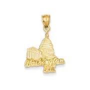 14k Yellow Gold Solid Polished Capitol Building Pendant