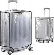 [Jinsion] Suitcase Covers, 24 Inch PVC Suitcase Cover, Transparent Suitcase Protective Cover, Waterproof Luggage Cover, Scratch-Resistant, Reusable Luggage Cover for Trolley Suitcase, Transparent Suitcase