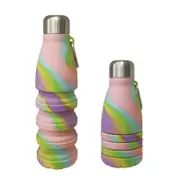 Camouflage Pink Collapsible Silicone Water Bottle Portable Sports Hydration Flask With Carabiner 550Ml/300Ml Water Carriers & Jerrycans