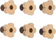 MOROBOR 6pcs Flower Shaped Wooden Knobs Single Hole Beech Wood Handles Wood Cupboard Cabinet Handles Knobs for Chest of Drawers with Screws& Expansion Tube
