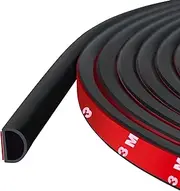 Weather Stripping Door Seal Self Adhesive Door Weather Strip Silicone D Shaped Seal Strip for Door Frame/Window Seal, 20FT, Black Color (3/8" W × 5/16" T)