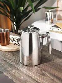 在飛比找Yahoo!奇摩拍賣優惠-304不銹鋼手沖咖啡法壓壺雙層 家用咖啡濾壓壺法式保溫隔熱泡